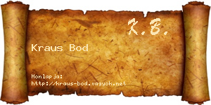 Kraus Bod névjegykártya